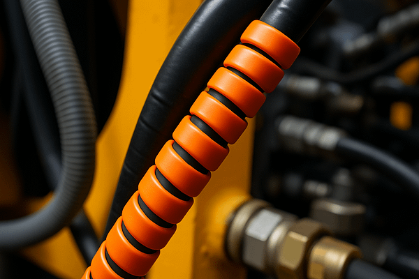 شیلنگ گارد مارپیچ صنعتی در رنگ‌های مختلف، به‌عنوان روکش محافظ شیلنگ‌ها در کاربردهای صنعتی